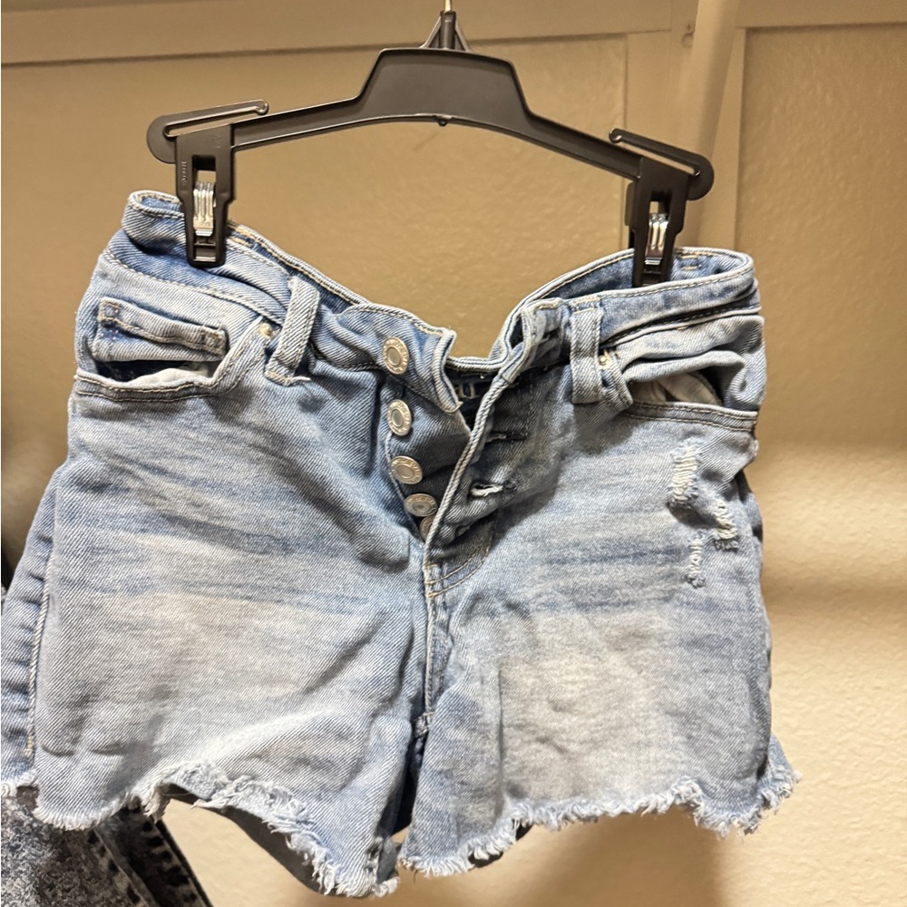 Vanilla Star Blue Jean Shorts Distressed Raw Hem